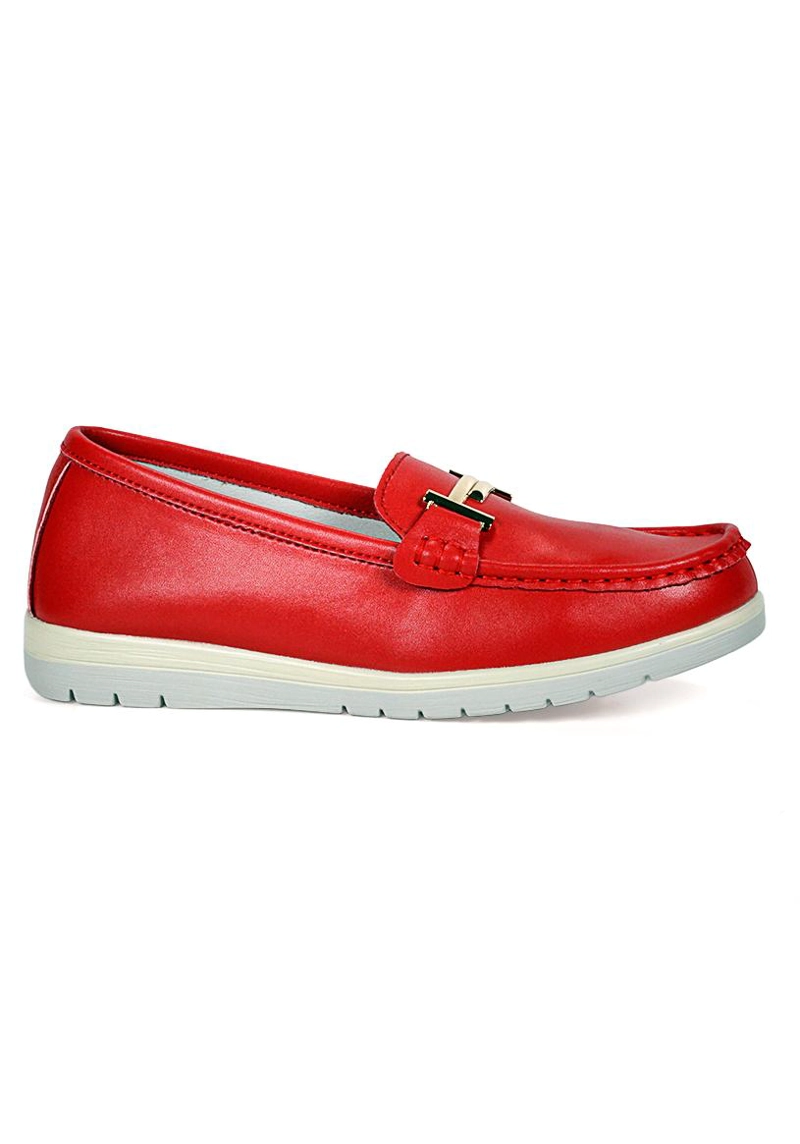 MOCASIN CUERO MAGALY ROJO - 1