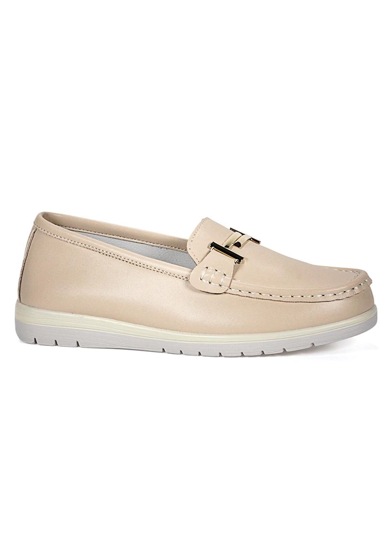 MOCASIN CUERO MAGALY BEIGE - 1