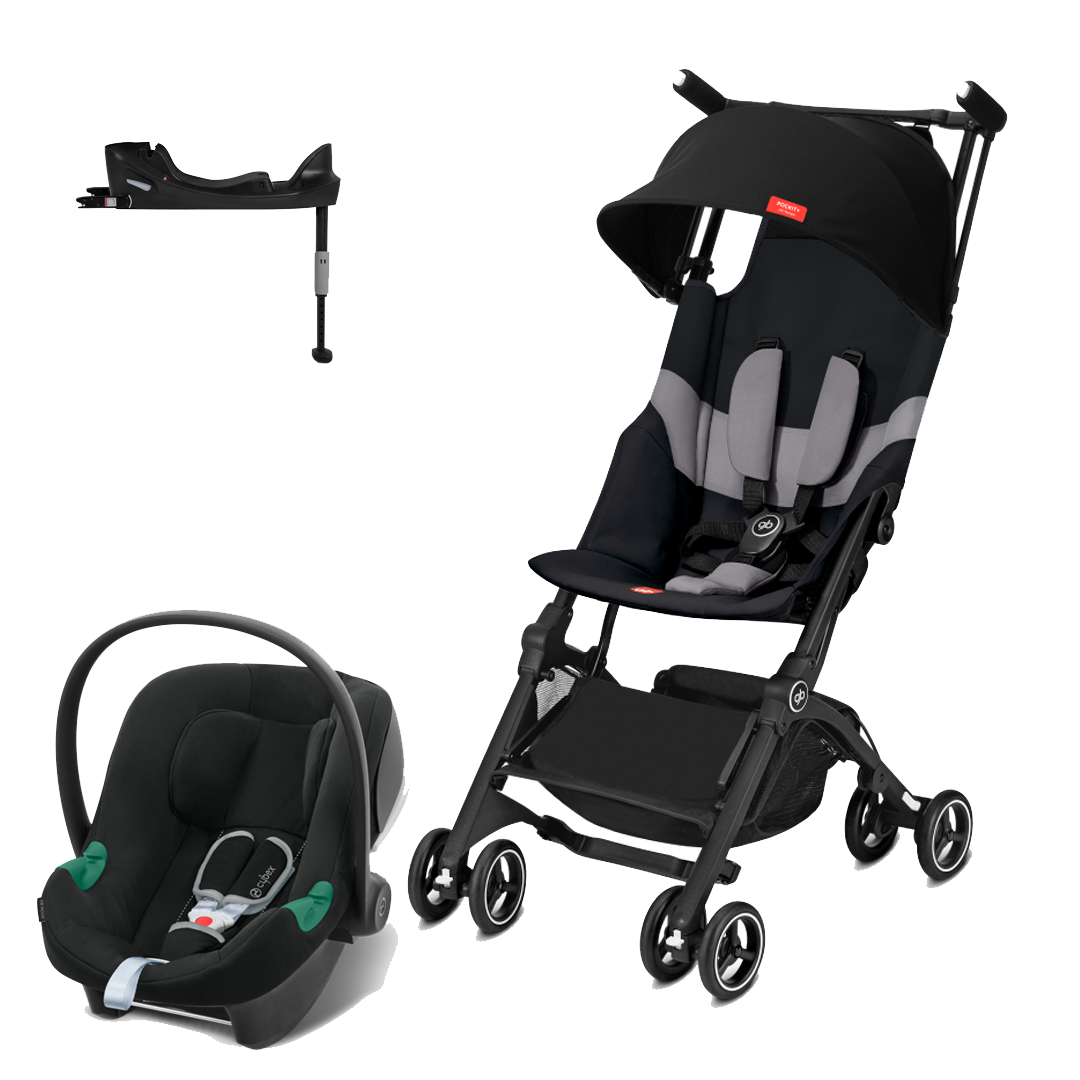 COCHE GB CBX1662160552557 TRAVEL SYSTEM POCKIT PLUS AT V. BLACK+ATON B2+BASE NEGRO - 1