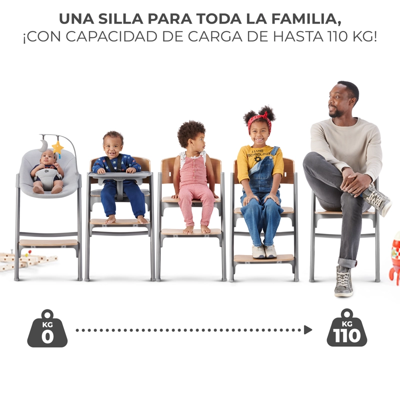 SILLA COMER KINDERKRAFT EVOLUTIVA LIVY WOOD + NIDO CALMEE GRIS - 3