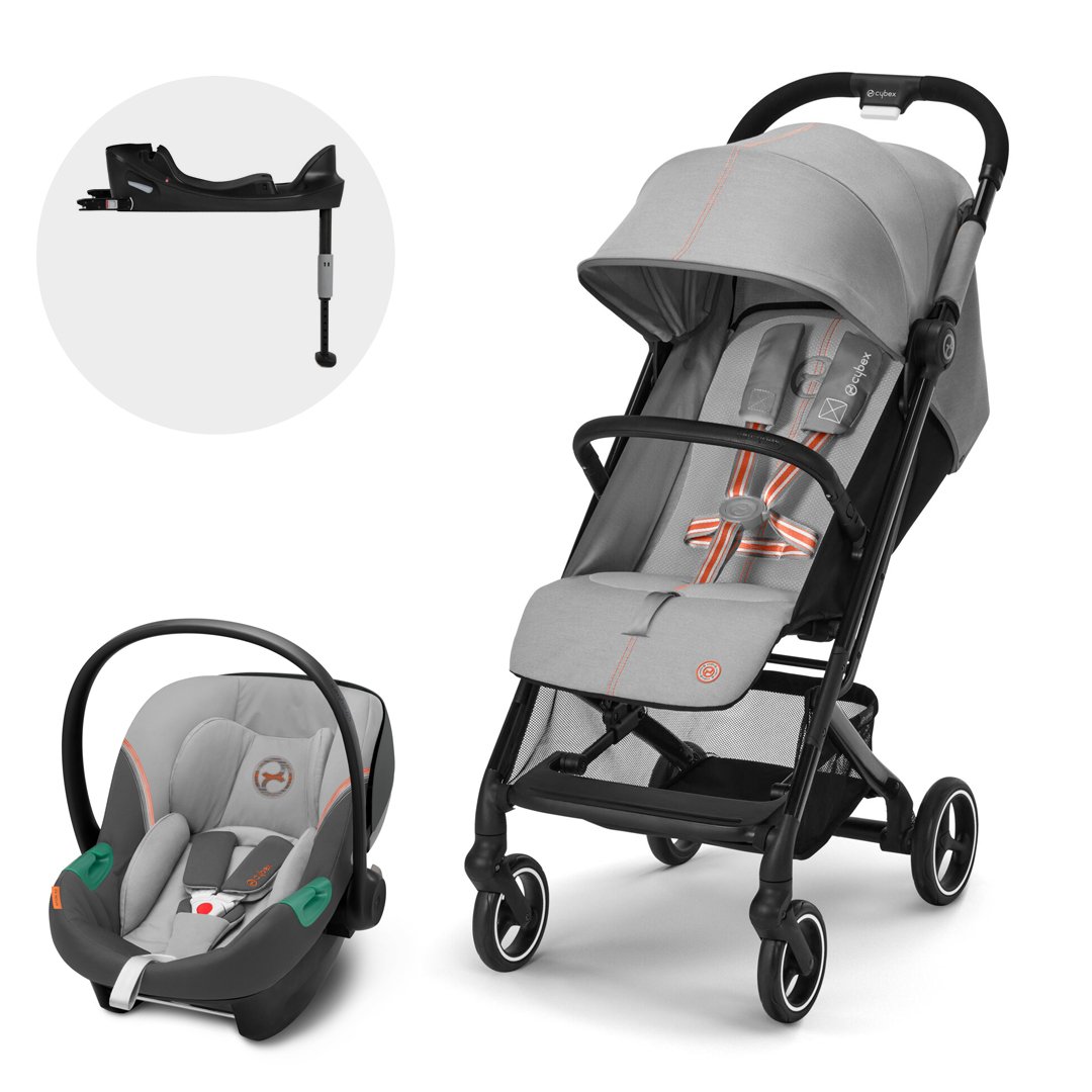 COCHE CYBEX TRAVEL SYSTEM BEEZY BLK GREY + ATON S2 + BASE GRIS - 1