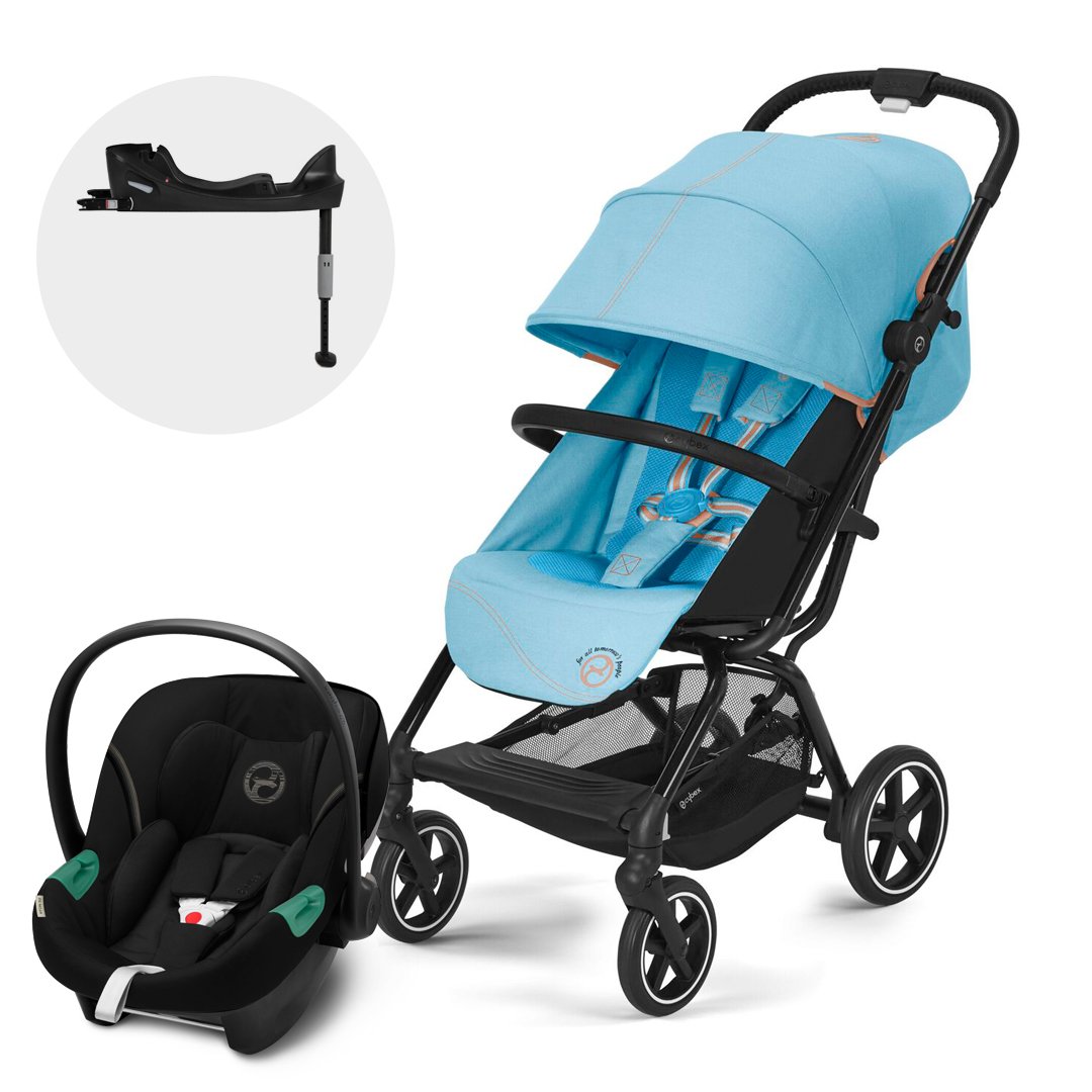 COCHE CYBEX CBX1661442539852 TRAVEL SYSTEM EEZY S PLUS V3 BLK B.BLUE+ATON S2+BASE CELESTE - 1