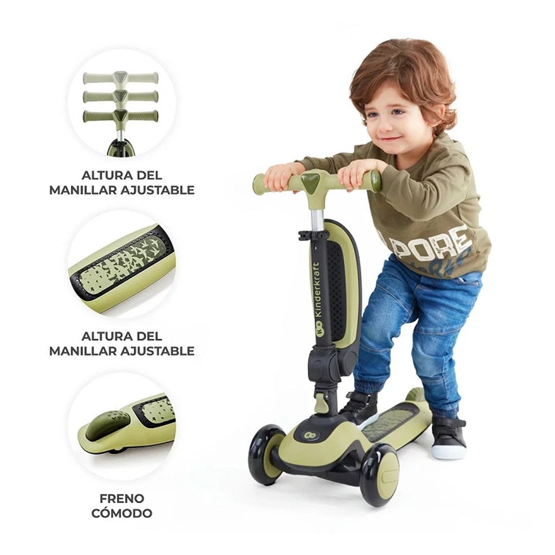 TRICICLO KINDERKRAFT ARO 10 MONOPATIN 2EN1 HALLEY STONE WHITE - 7