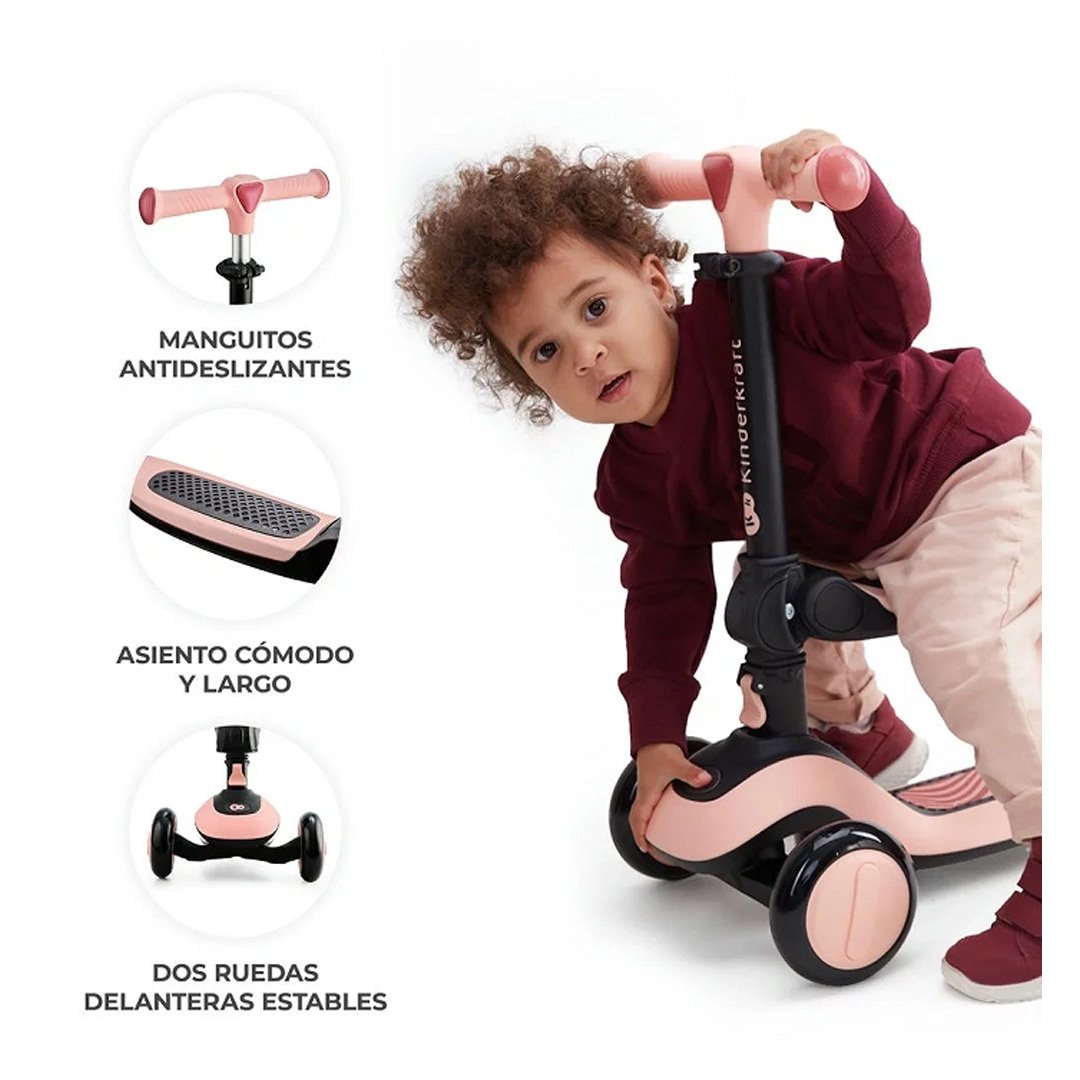 TRICICLO KINDERKRAFT ARO 10 MONOPATIN 2EN1 HALLEY PINK - 6