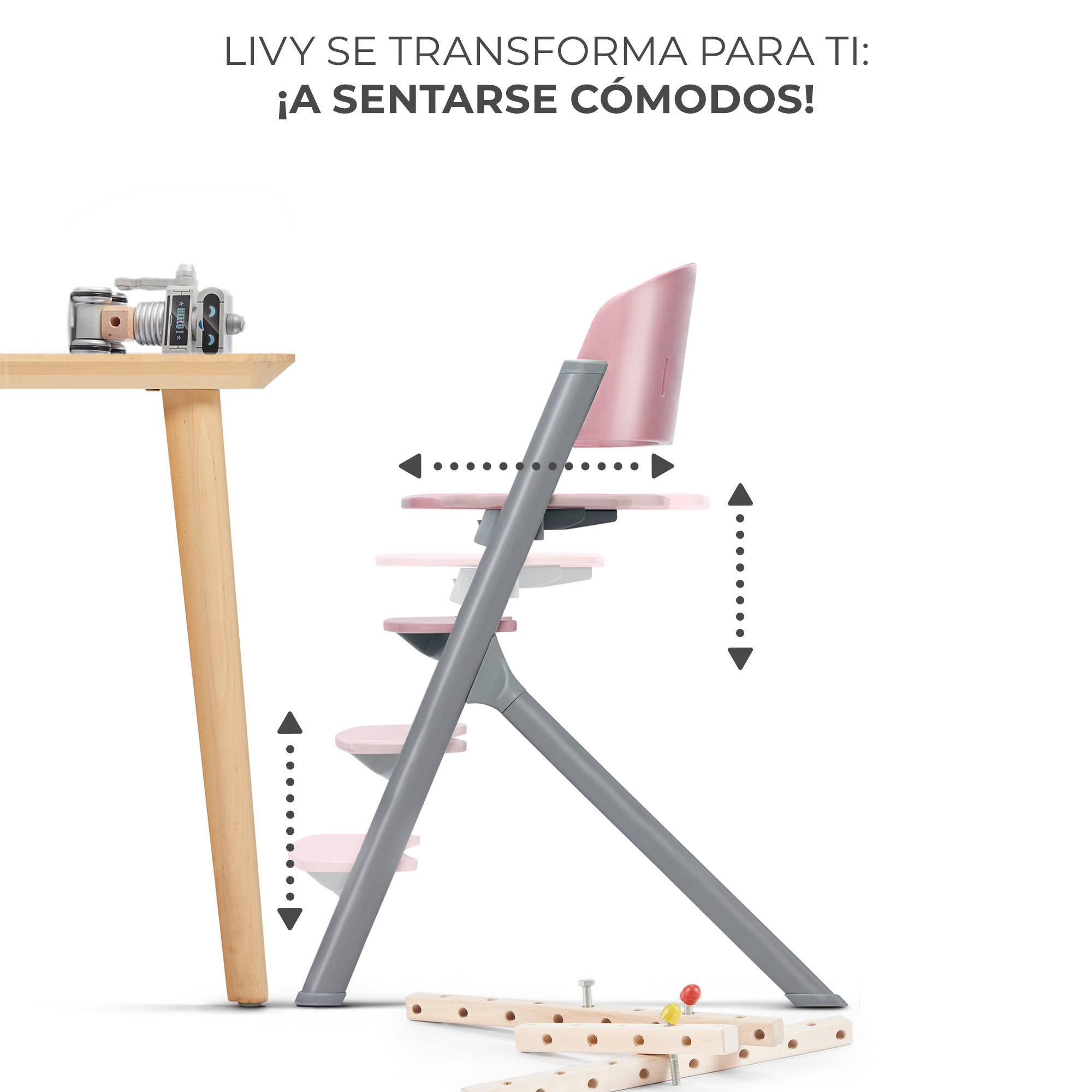 SILLA DE COMER 4 EN 1: LIVY + CALMEE - PINK - 5