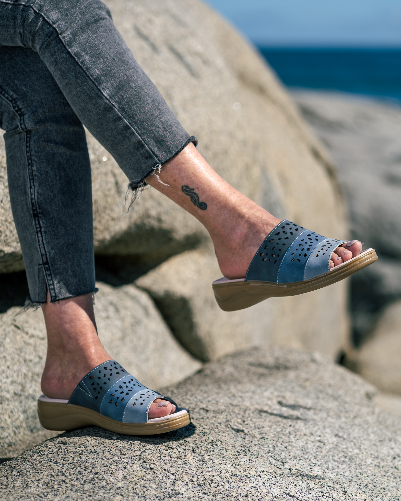 SANDALIAS MUJER PASSER AZUL LINCE - 5
