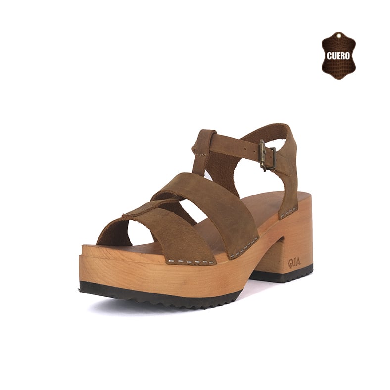ALQUIMIA SANDALIAS MUJER ALQUIMIA CUERO CARAMELO PLATAFORMA MADERA LILY