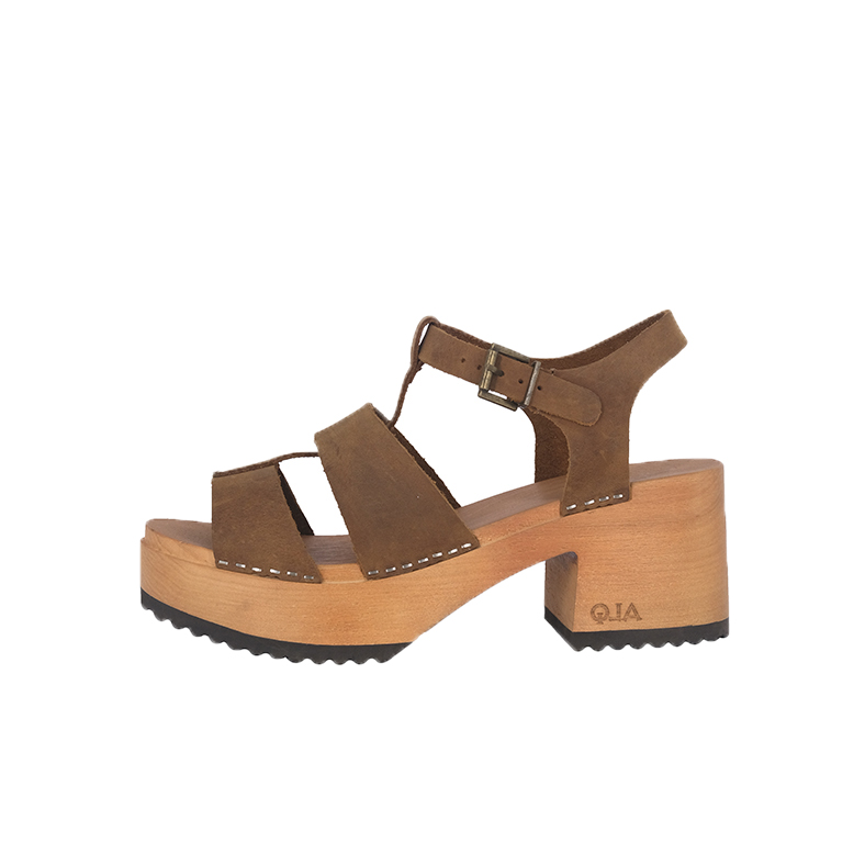 SANDALIAS MUJER ALQUIMIA CUERO CARAMELO PLATAFORMA MADERA LILY - 2