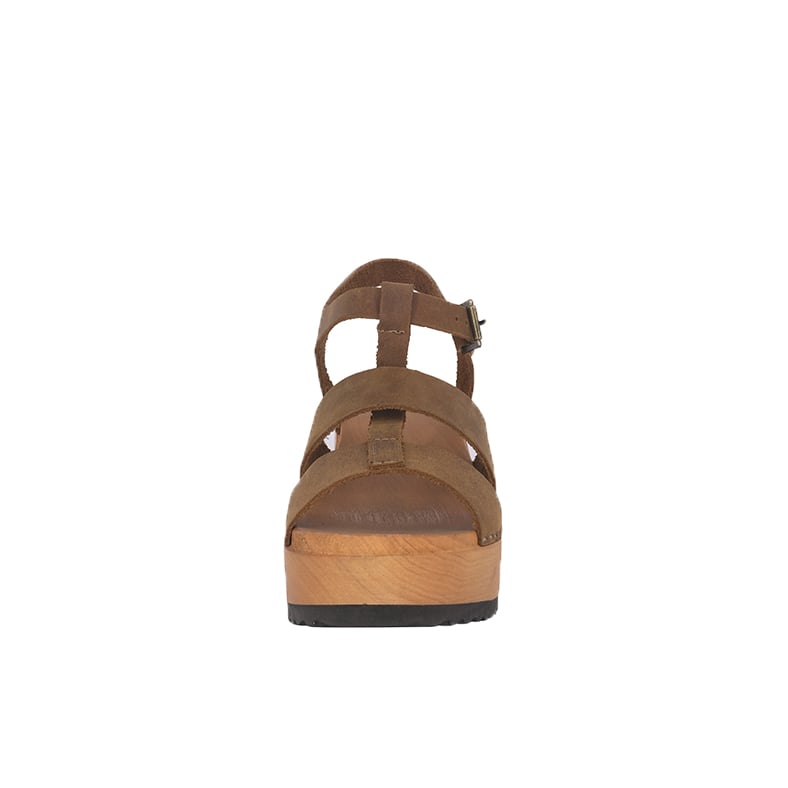 SANDALIAS MUJER ALQUIMIA CUERO CARAMELO PLATAFORMA MADERA LILY - 3