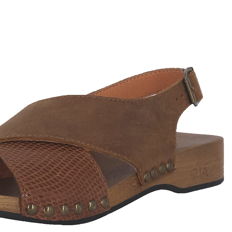 SANDALIAS MUJER ALQUIMIA CUERO CARAMELO MADERA CACHI - 4