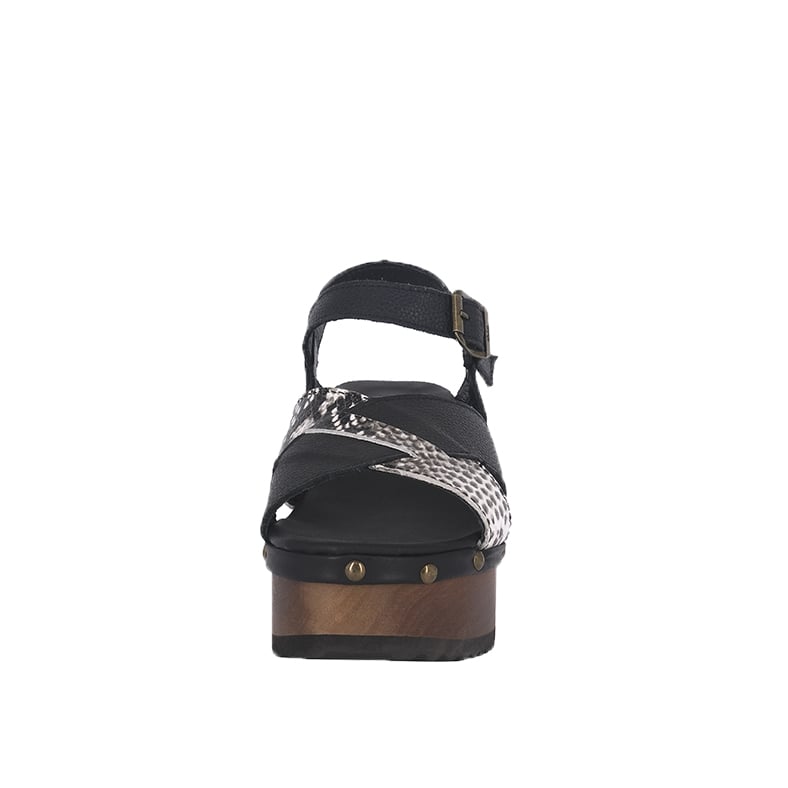SANDALIAS MUJER ALQUIMIA CUERO NEGRO PLATAFORMA MADERA EBANO FULL - 3