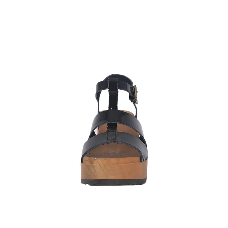 SANDALIAS MUJER ALQUIMIA CUERO NEGRO PLATAFORMA MADERA LILY - 3