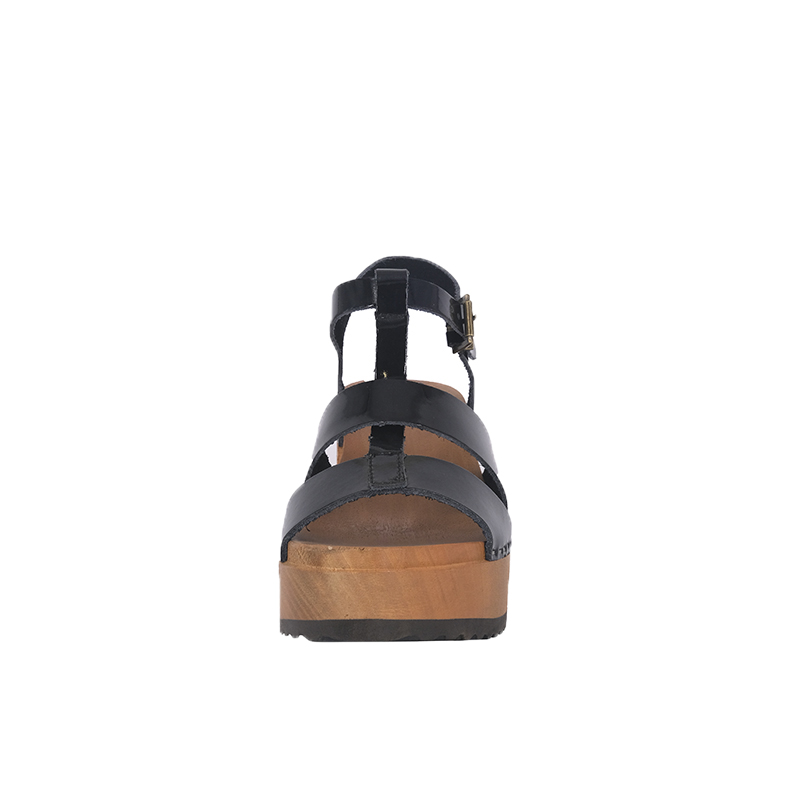SANDALIAS MUJER ALQUIMIA CUERO NEGRO PLATAFORMA MADERA LILY - 3