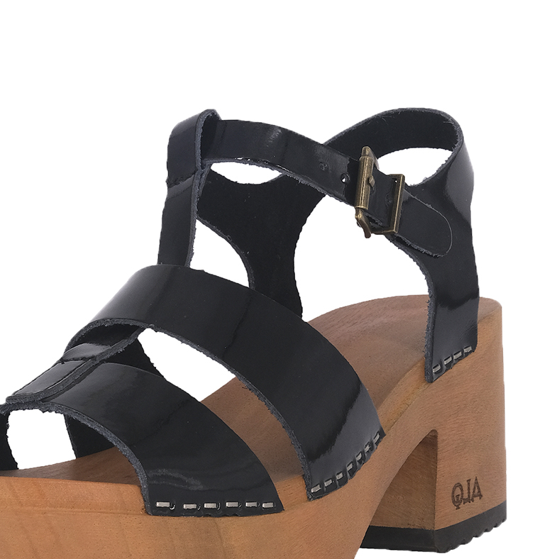 SANDALIAS MUJER ALQUIMIA CUERO NEGRO PLATAFORMA MADERA LILY - 4