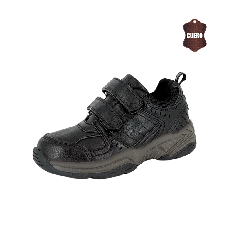 ZAPATILLAS NIÑO UNISPORT RUNNING NEGRO CUERO CALAR - 1