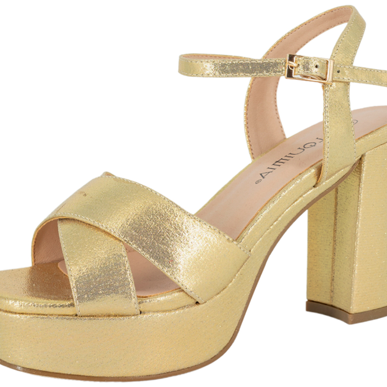 SANDALIAS MUJER ALQUIMIA TEXTIL DORADO DE VESTIR LISTER - 4