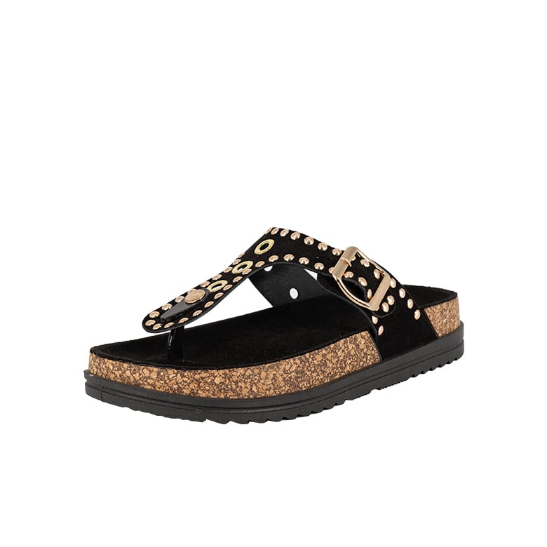 SANDALIA MUJER ALQUIMIA MICROFIBRA NEGRO MAEZ - 1