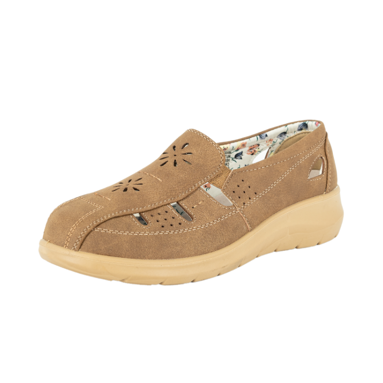 MOCASINES MUJER PASSER TEXTIL LINA CAFÉ - 1