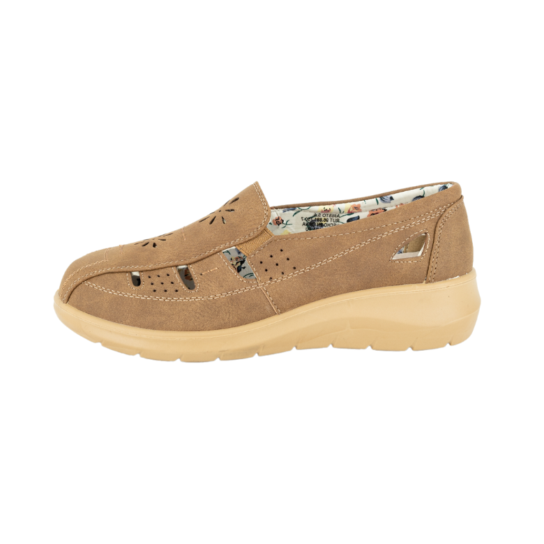 MOCASINES MUJER PASSER TEXTIL LINA CAFÉ - 2