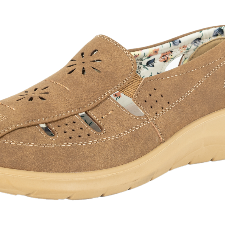 MOCASINES MUJER PASSER TEXTIL LINA CAFÉ - 4