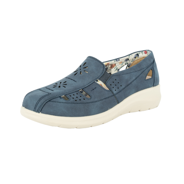 MOCASINES MUJER PASSER TEXTIL AZUL LINA - 1