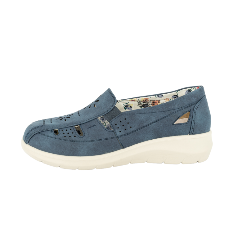 MOCASINES MUJER PASSER TEXTIL AZUL LINA - 2