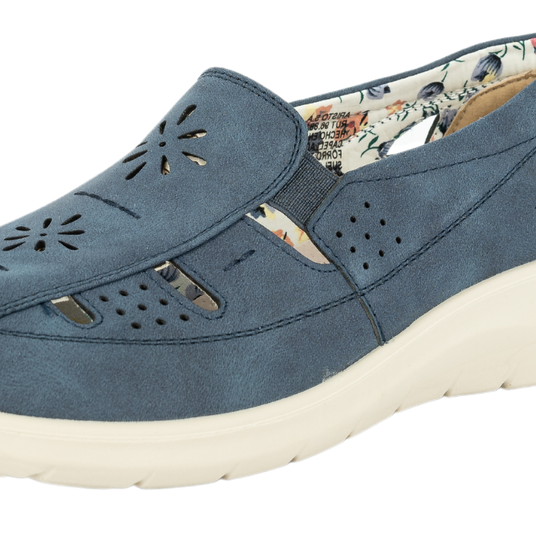 MOCASINES MUJER PASSER TEXTIL AZUL LINA - 4
