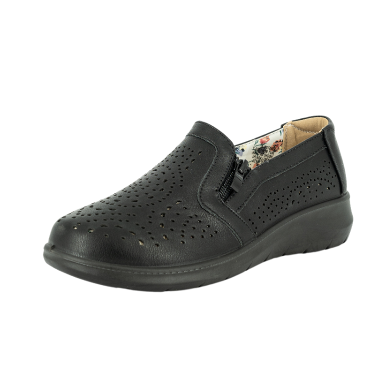 MOCASINES MUJER PASSER TEXTIL NEGRO NUVIA - 1