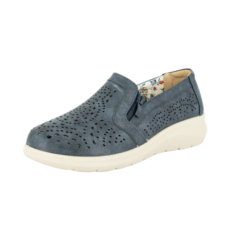 MOCASINES MUJER PASSER TEXTIL AZUL NUVIA - 1