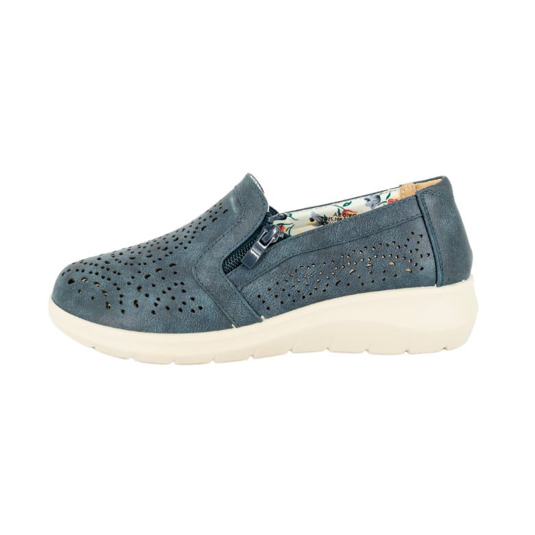 MOCASINES MUJER PASSER TEXTIL AZUL NUVIA - 2