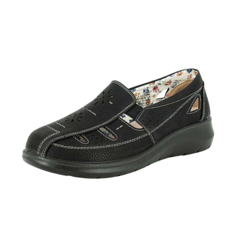 MOCASINES MUJER PASSER TEXTIL NEGRO LINA - 1