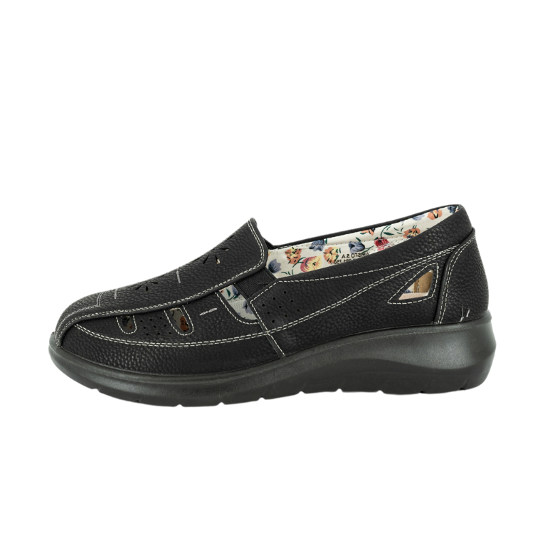 MOCASINES MUJER PASSER TEXTIL NEGRO LINA - 2