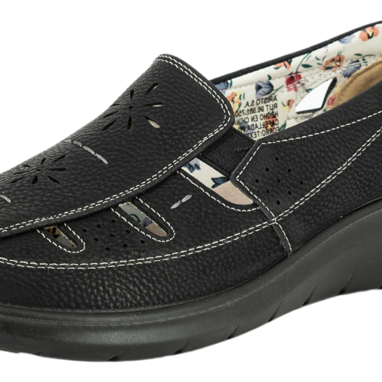 MOCASINES MUJER PASSER TEXTIL NEGRO LINA - 4