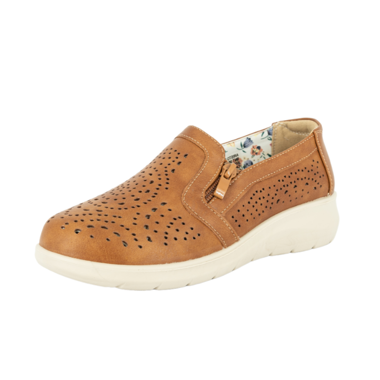 MOCASINES MUJER PASSER TEXTIL CARAMELO NUVIA - 1