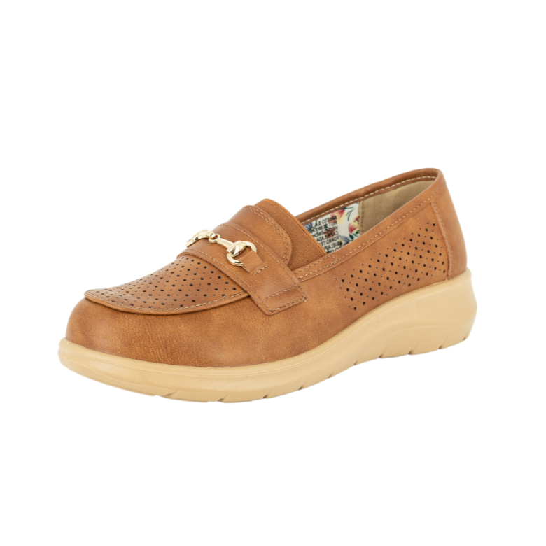 MOCASINES MUJER PASSER TEXTIL CARAMELO SISA - 1