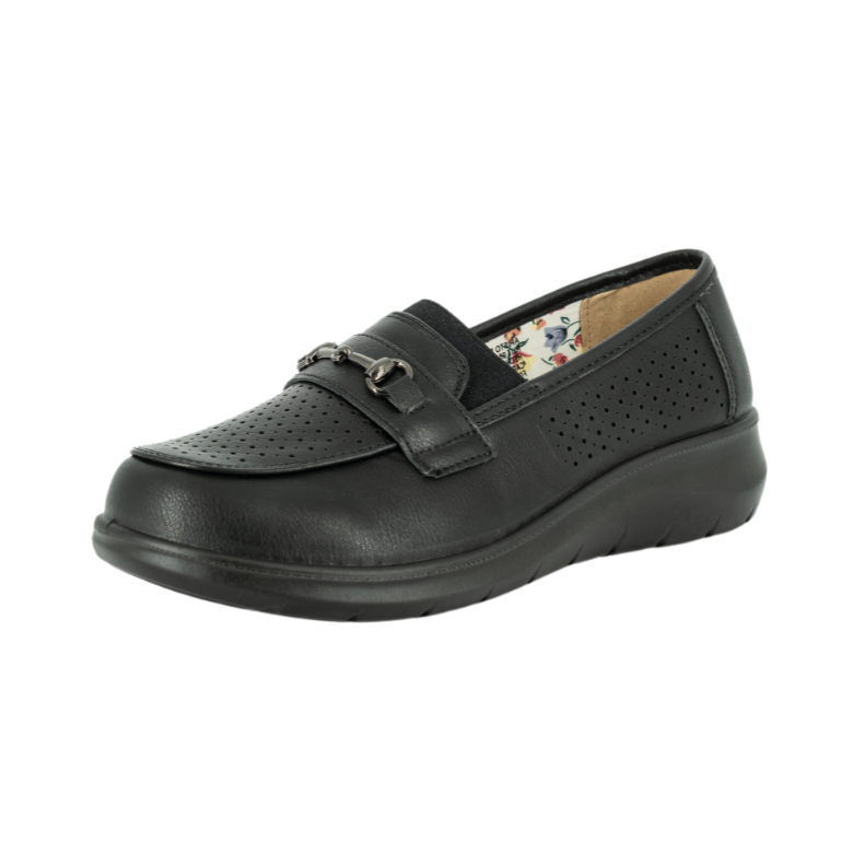MOCASINES MUJER PASSER TEXTIL NEGRO SISA - 1