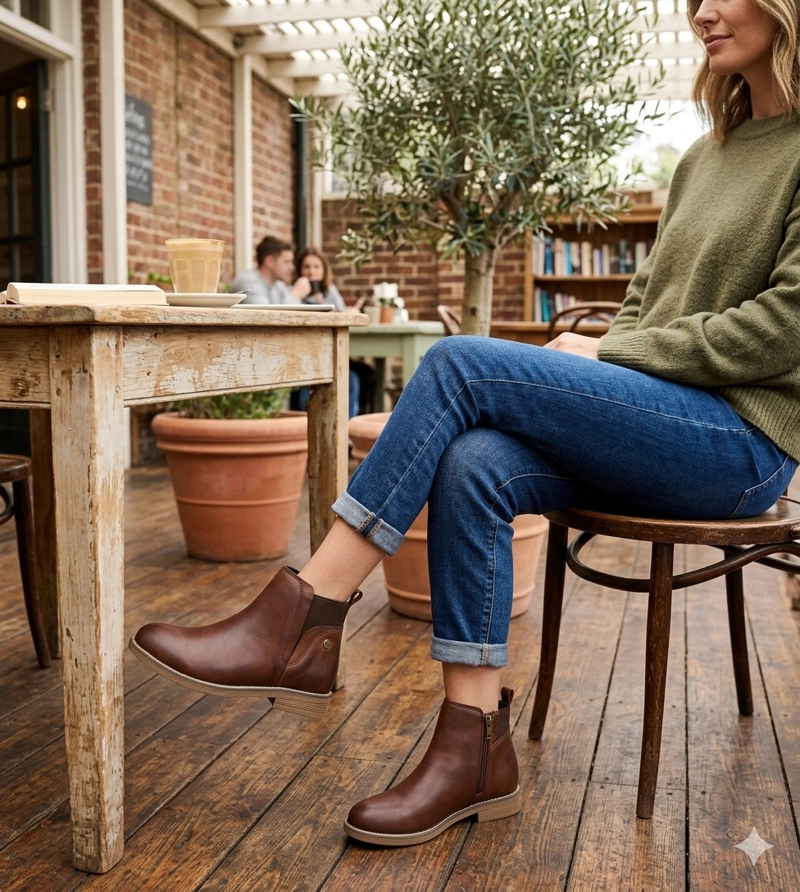 BOTIN DE CUERO DORET CAFE  ALQUIMIA - 6