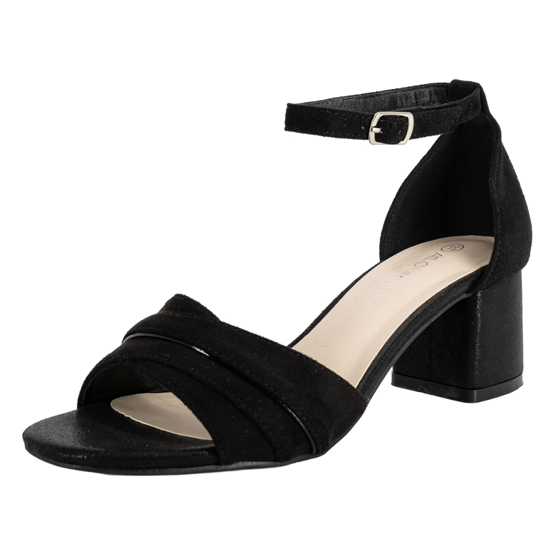 SANDALIA DE VESTIR CON TACON BLOQUE BAJO ASEL NEGRO MICROFIBRA ALQUIMIA - 1