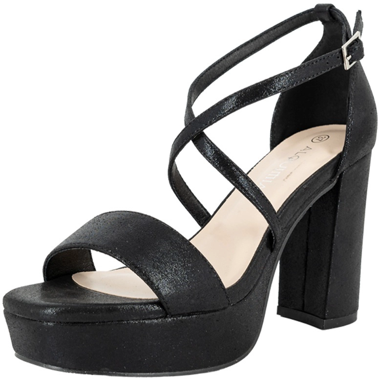 SANDALIA PLATAFORMA TACO ANCHO CAGIL NEGRO ALQUIMIA - 5