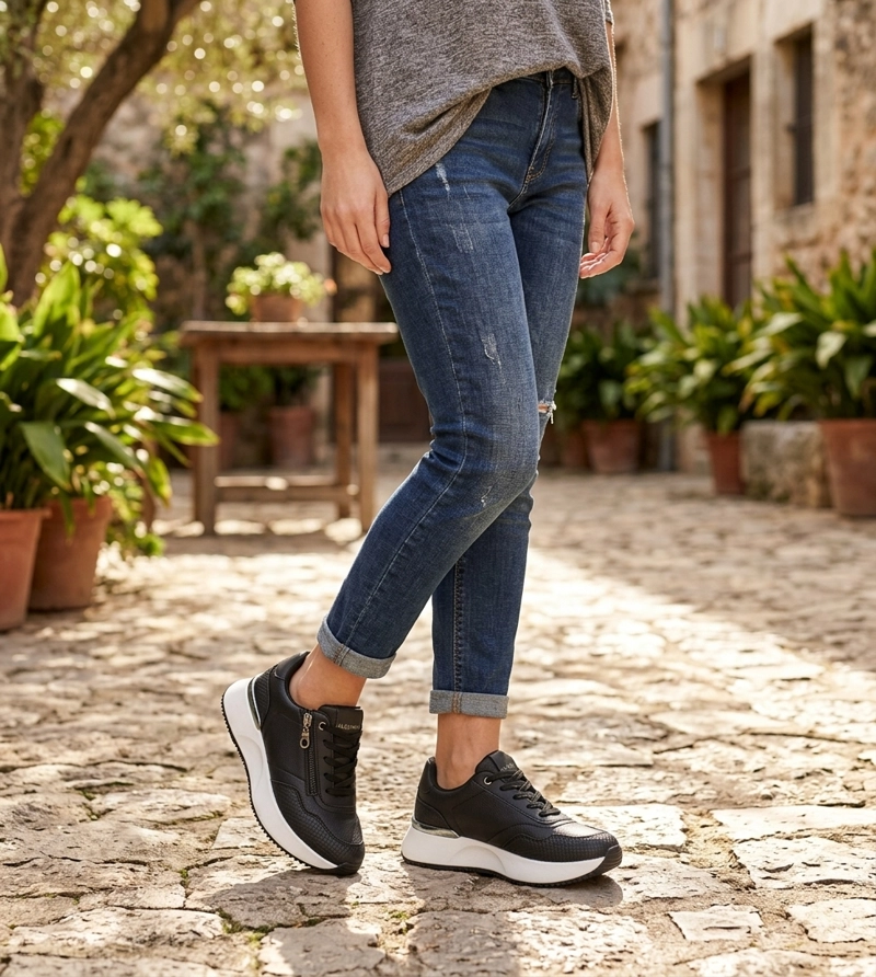 ZAPATILLA URBANA CON TACO CHINO DEPORTIVO KAT NEGRO ALQUIMIA - 6