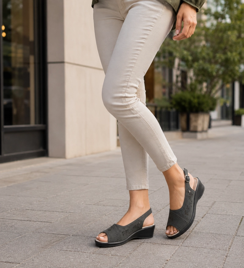SANDALIA CONFORT AJUSTABLE EMI NEGRO PASSER - 6
