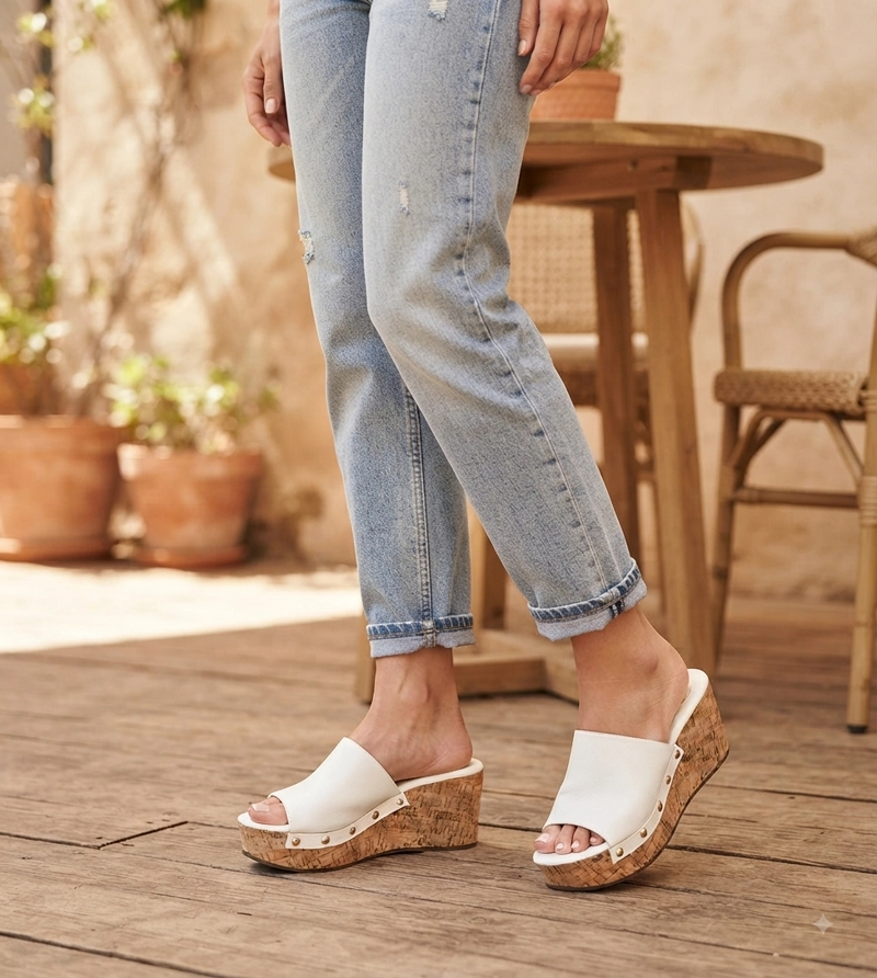 SANDALIA TIPO MULE CON PLATAFORMA DONNA BLANCO ALQUIMIA - 6