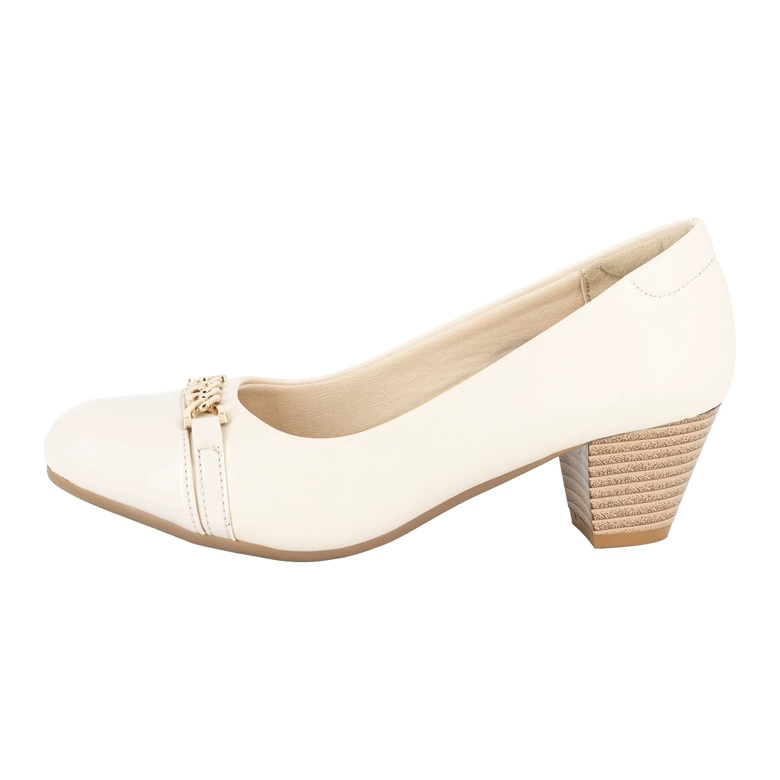 ZAPATO TACON ANCHO AFRA BEIGE ALQUIMIA - 2