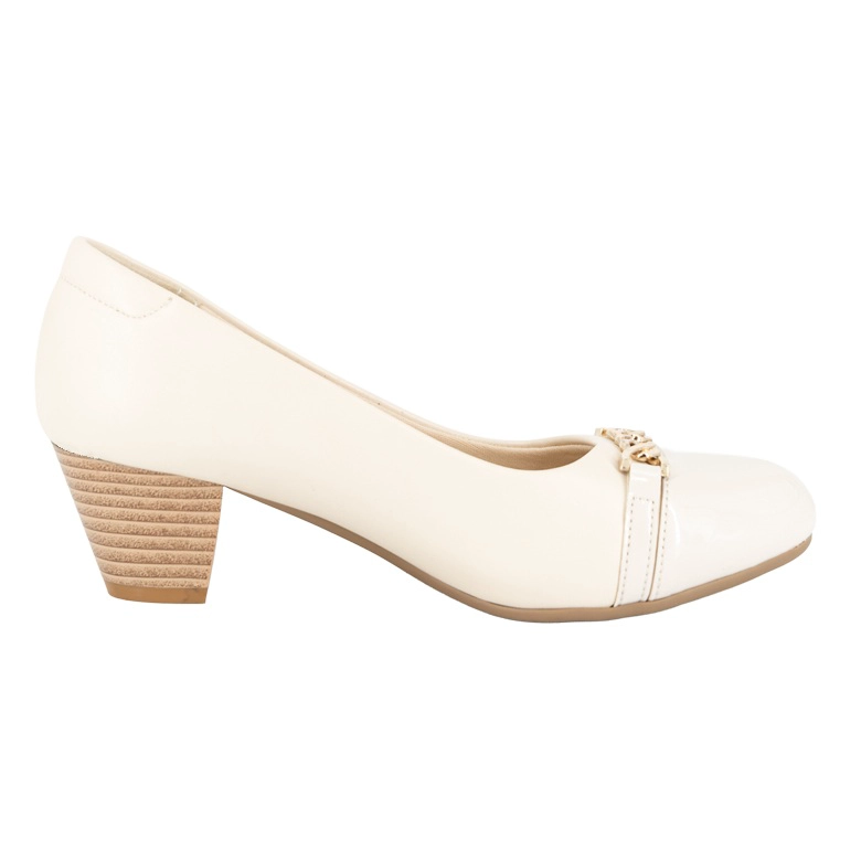 ZAPATO TACON ANCHO AFRA BEIGE ALQUIMIA - 3