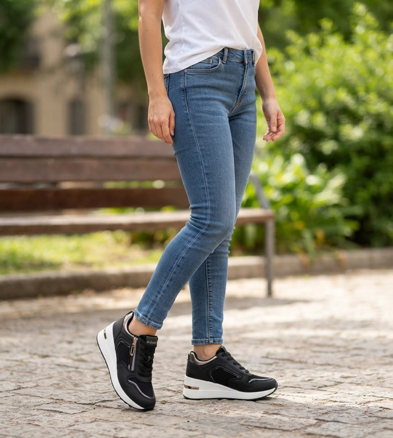 ZAPATILLA PLATAFORMA CON CUÑA NORA NEGRO ALQUIMIA - 6