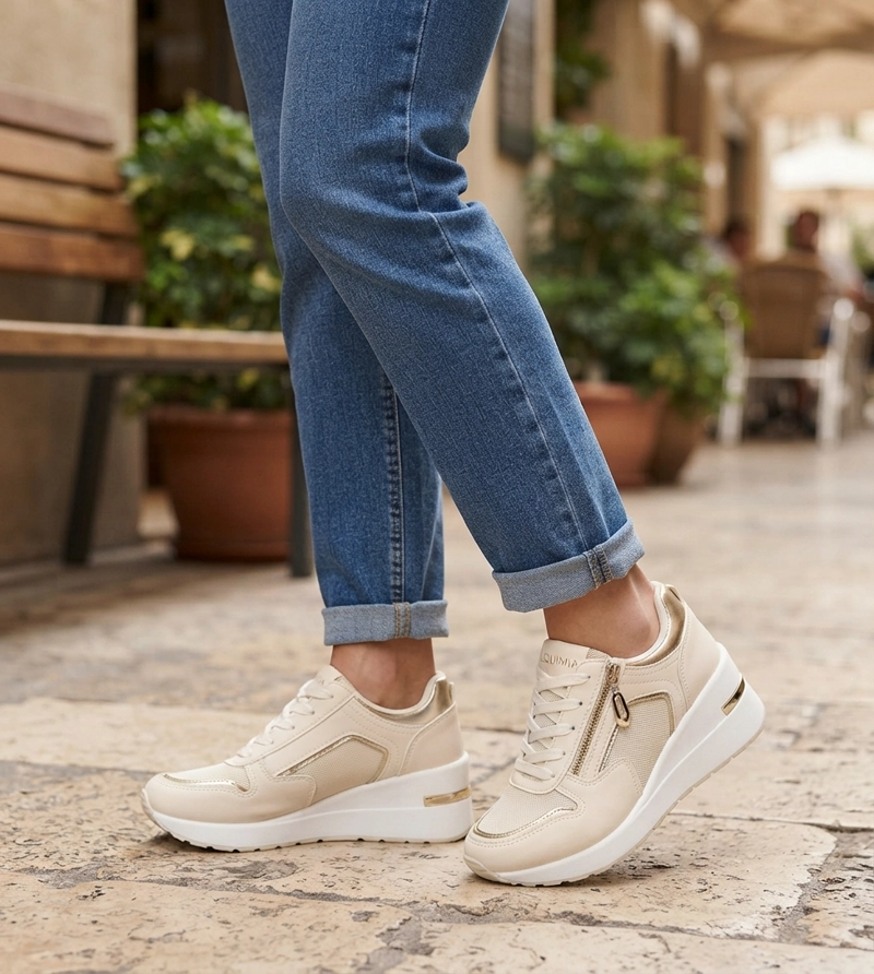 ZAPATILLA PLATAFORMA CON CUÑA NORA HUESO ALQUIMIA - 6