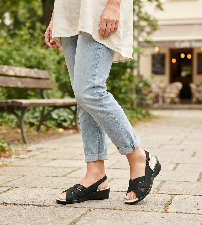 SANDALIA CONFORT AJUSTABLE ZARP NEGRO PASSER - 6