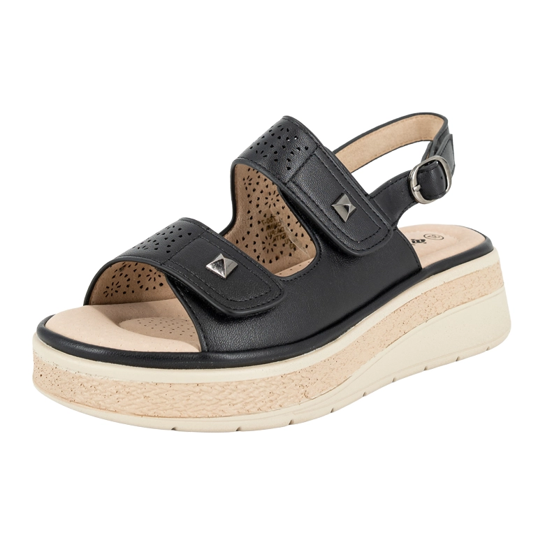SANDALIA CONFORT AJUSTABLE RIZA NEGRO PASSER - 1