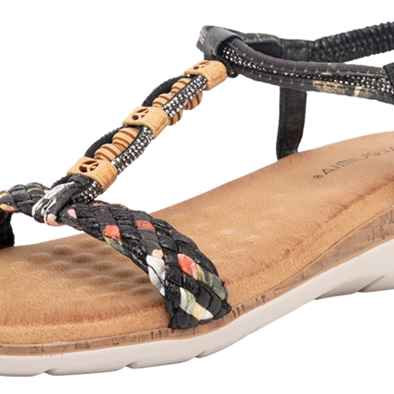 SANDALIA BAJAS CON TIRAS TRENZADAS TINA NEGRO ALQUIMIA - 5
