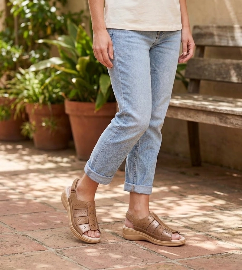 SANDALIA CONFORT CON VELCRO MILVA CAFE PASSER - 6